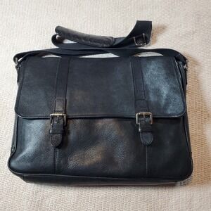 Cole Haan Leather Briefcase Messenger Bag w/Canvas Adjustable Strap Vtg *Read*